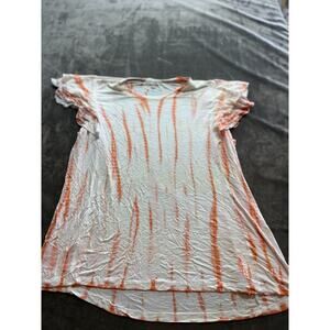 Knox Rose Orange‎ White Lace Tie Dye Flutter Sleeve Top Plus XXL Pull Over